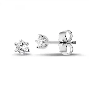 0.30 quilates pendientes diamantes clásicos en oro blanco con seis garras 