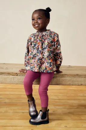 Azul marino floral - Blouse And Leggings Set (3mths-7yrs)