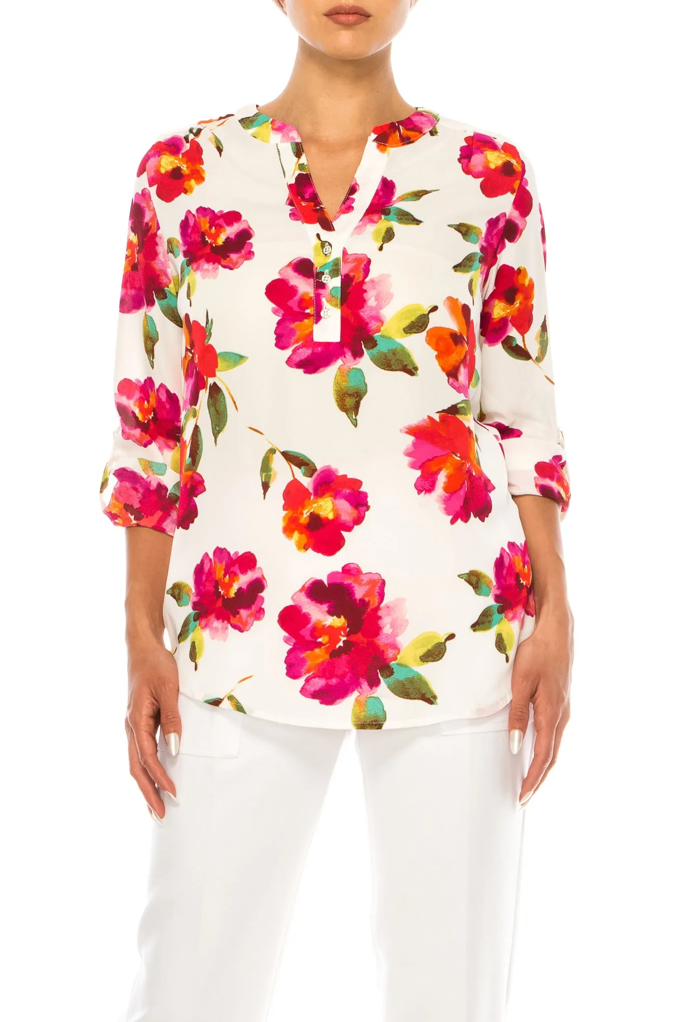 Blouse Flowers White/Pink Multi - Zac & Rachel