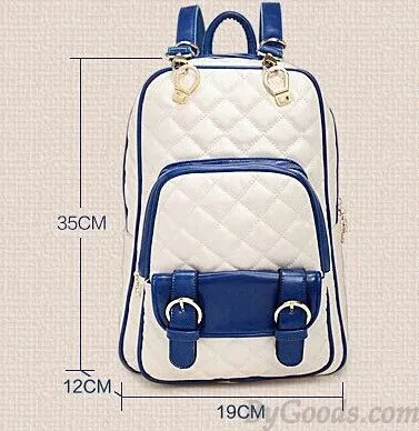 British Style Geometric Printed Leather Backpack&School Bag