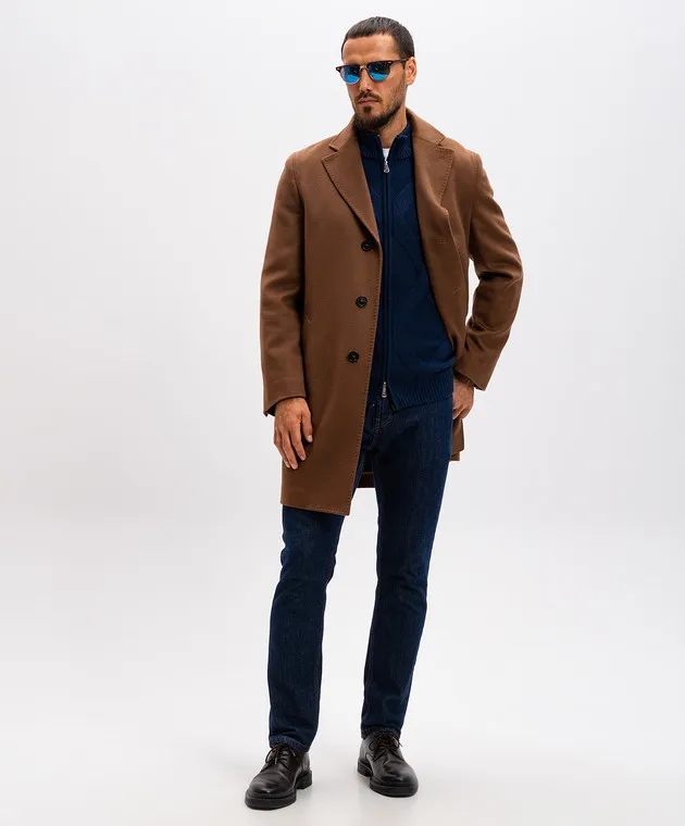 Cashmere&Whiskey Blue patterned merino wool cardigan
