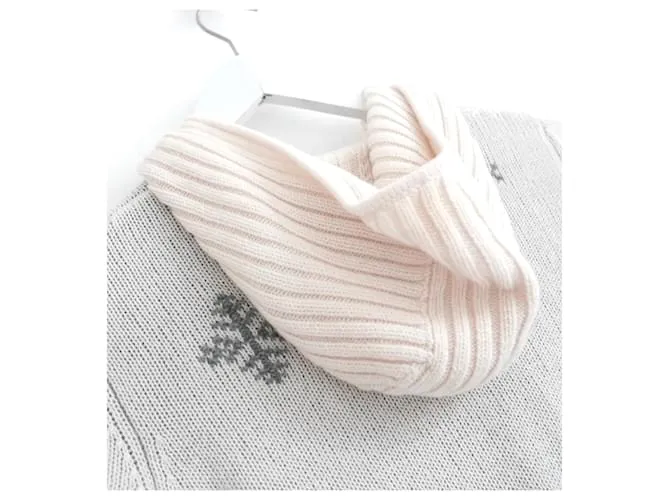Chaqueta de cardigan de doble cachemira con estampado de copos de nieve de Loro Piana. Crudo 