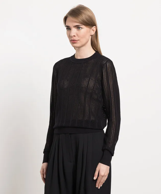 CO Black openwork jumper made of silk