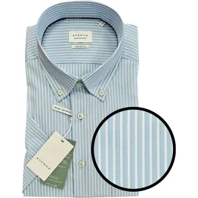 Eterna Mode para hombre Eterna Hombre de talla grande Raya fina Ajuste cómodo Cuello con botones Camisa casual de manga corta co