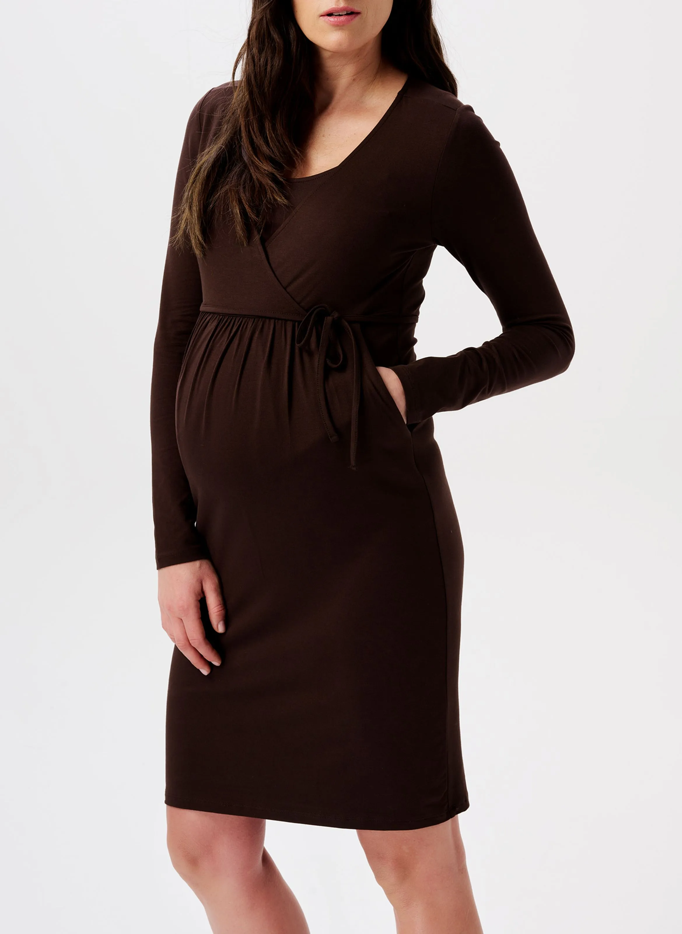 GAJA - Vestido corto de lactancia en beige
