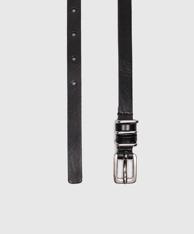 Gianni Chiarini Black leather belt in two turns with logo