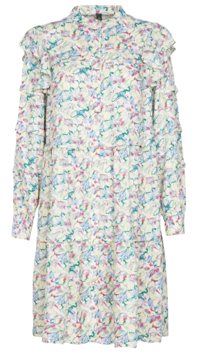 HALLI - Vestido corto estampado con cuello redondo en multicolor