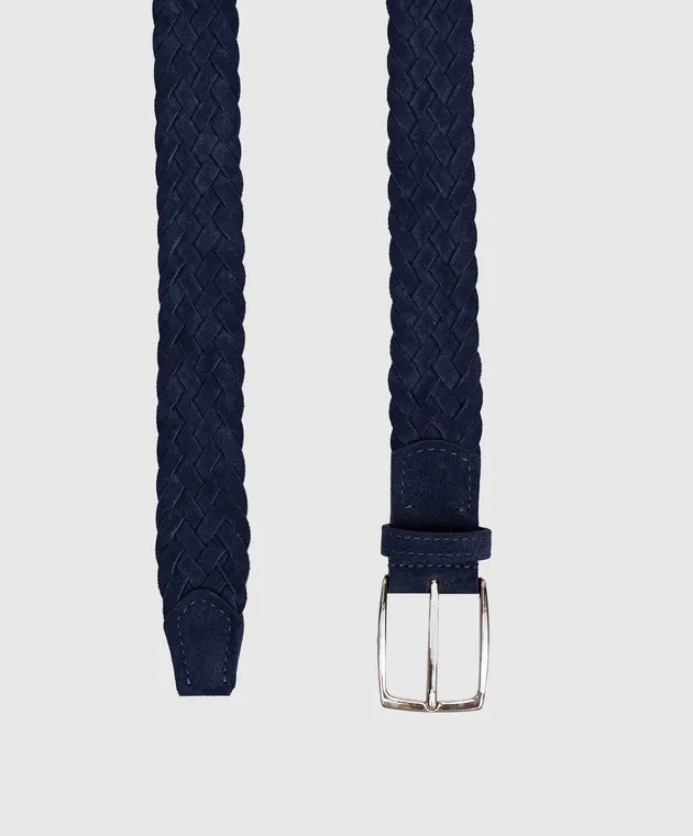 ISAIA Blue suede braided belt