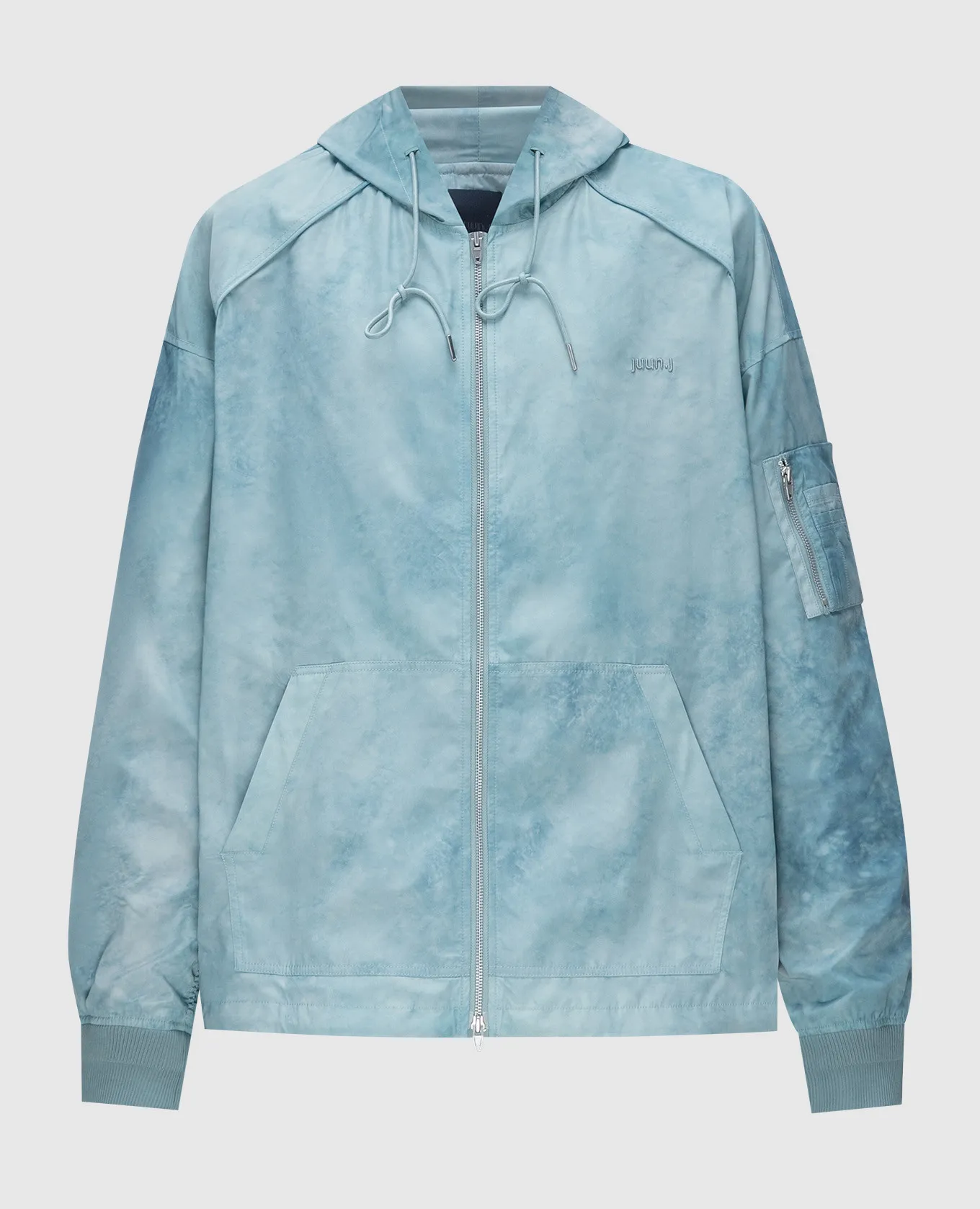 Juun.j Blue windbreaker with logo embroidery