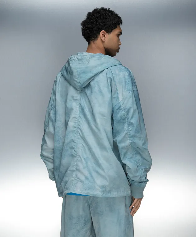 Juun.j Blue windbreaker with logo embroidery