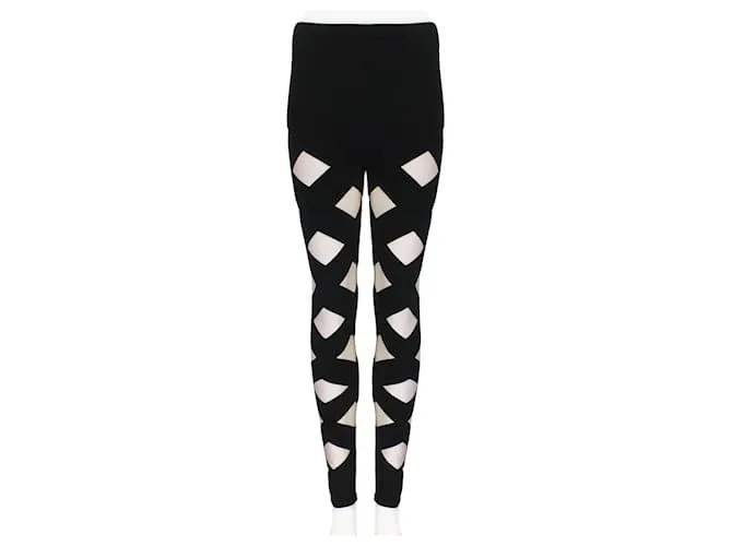 Leggings a cuadros con paneles transparentes de Balmain. Negro 