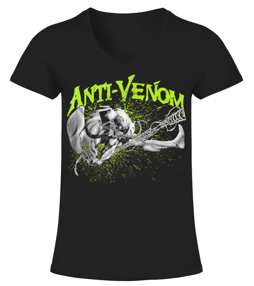 Marvel Venom Anti Venom Swing Splatter Graphic T-Shirt Camiseta cuello pico Mujer