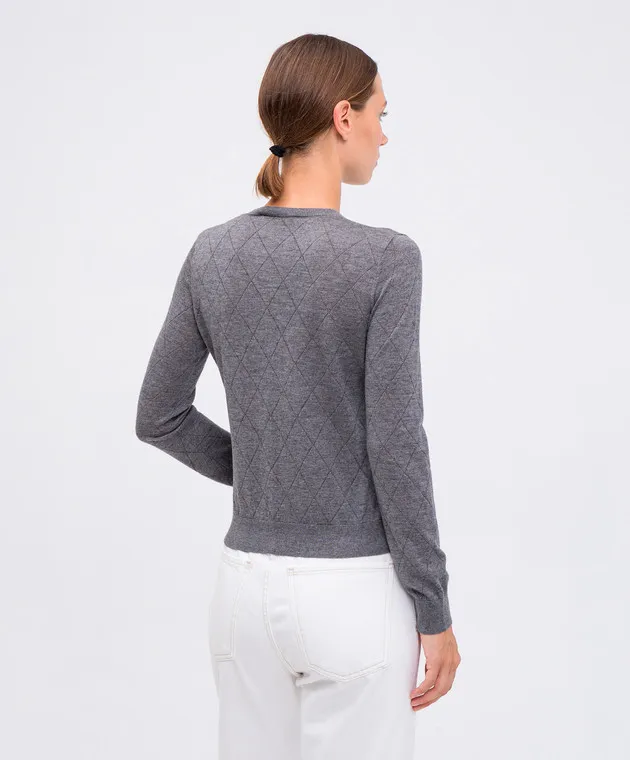 Max Mara VANDEA gray cardigan made of silk and wool