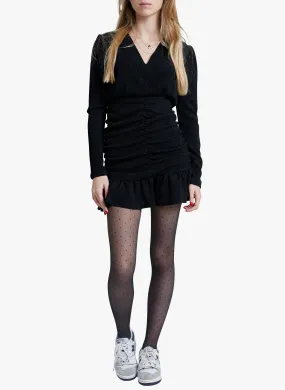 METEORA - Vestido corto drapeado en negro