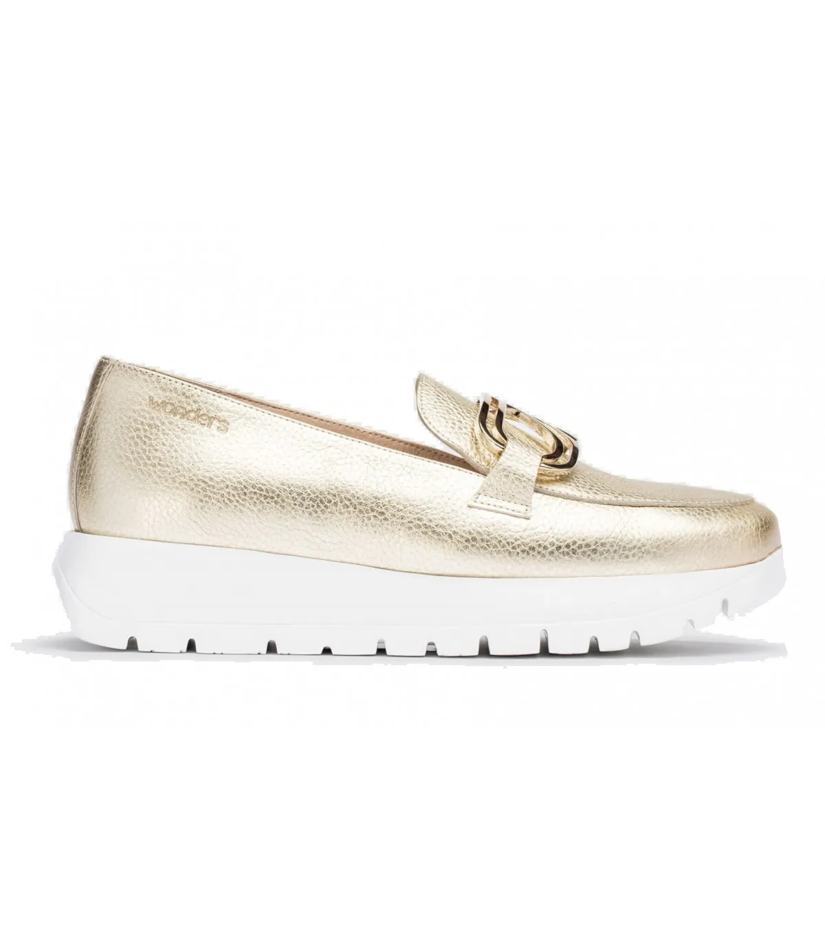Mocasines de mujer en platino