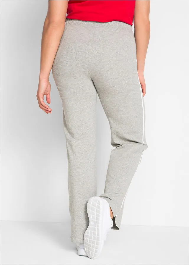 Pantalón de tejido elástico en un paquete doble, corte recto Azul marino-gris claro jaspeado
