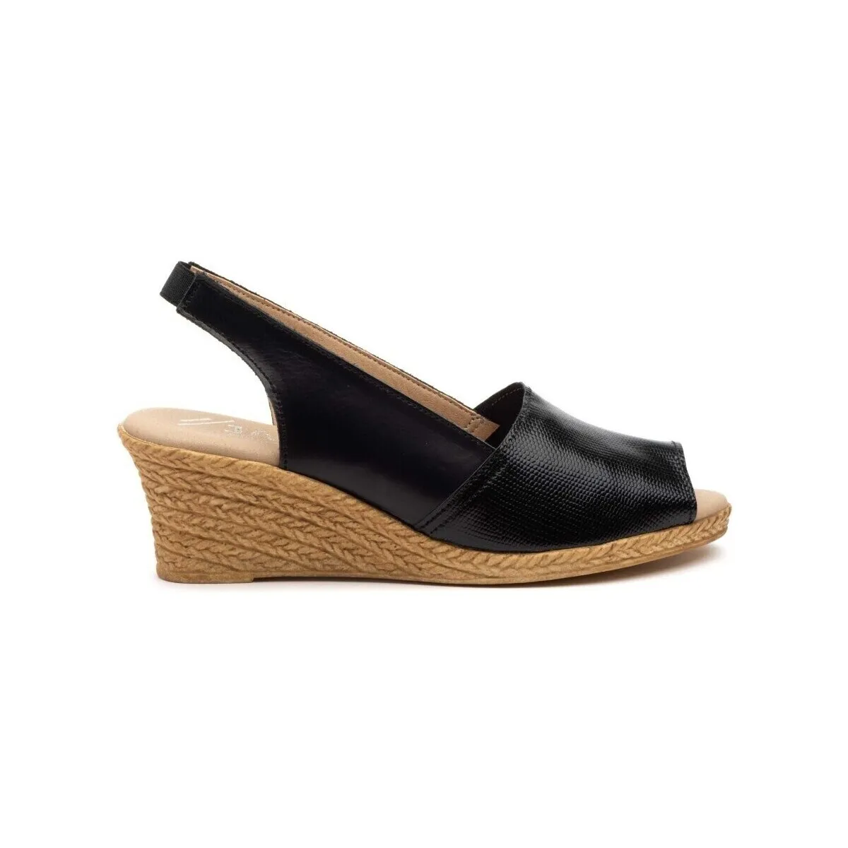Sandalias de piel negra con cuña by CBP