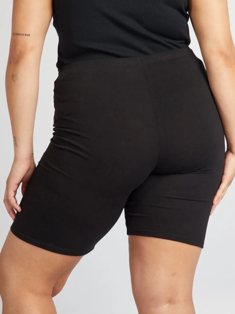 Short ciclista de algodón elástico - negro