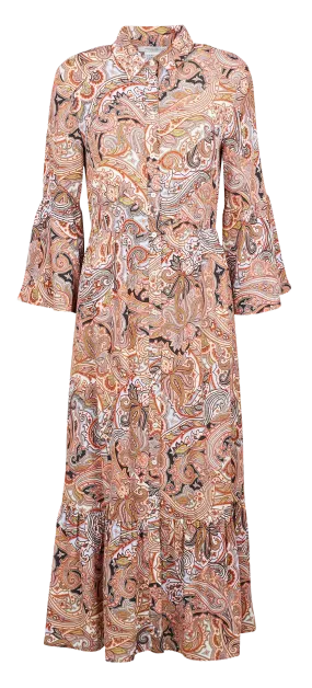 Vestido largo de viscosa estampado en rosa