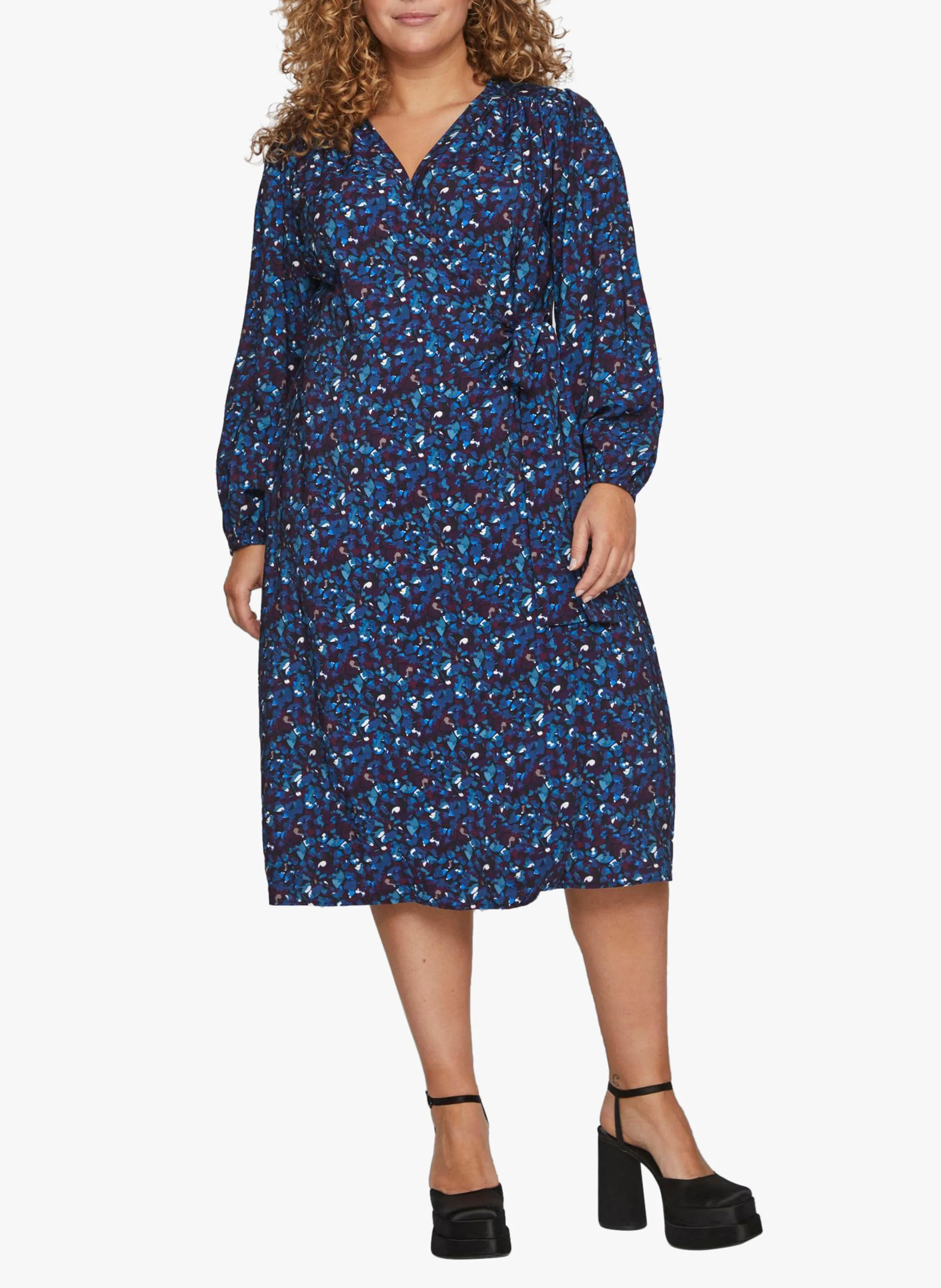 ZUGO WILO - Vestido midi cruzado estampado en negro